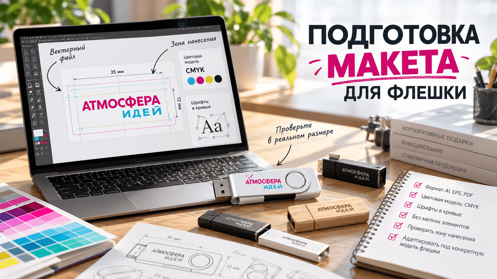 Подготовка макета логотипа для печати и брендирования USB-флешки